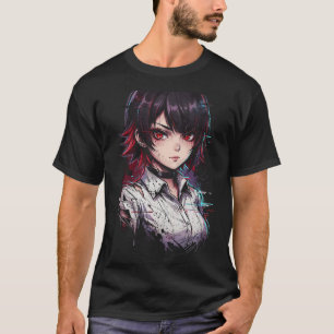T-shirt Ellen Joe ZZZ Cheveux Noirs Reflets Rouges Requin 