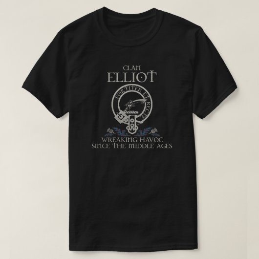 T-shirt Elliot Clan crest Scottish nom tartan Thistle (Design devant)
