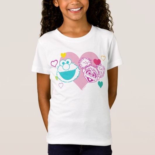 T-Shirt Elmo & Abby Cadabby Valentine Hearts Motif (Devant)