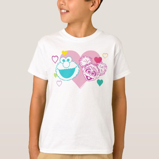 T-shirt Elmo & Abby Cadabby Valentine Hearts Motif (Devant)