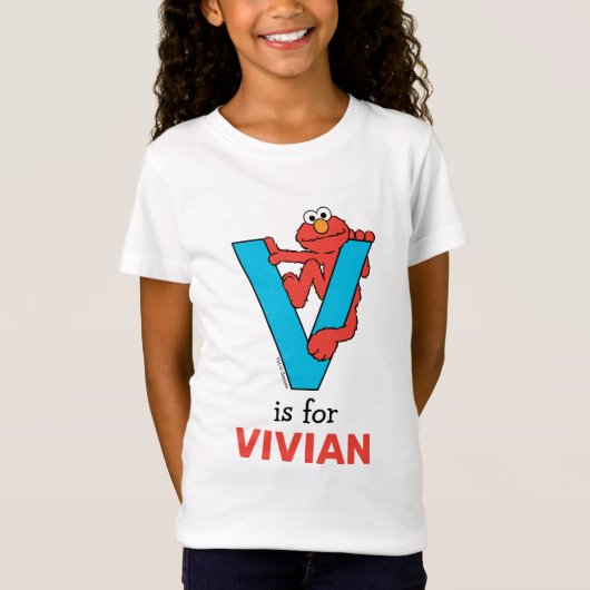 T-Shirt Elmo Alphabet | V bleu (Devant)