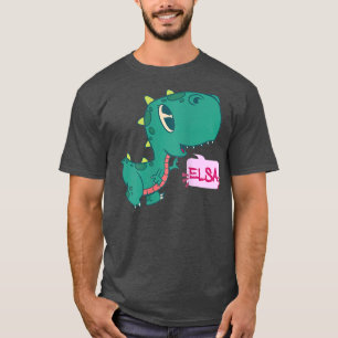 T-shirt ELSA - Beau prénom de fille avec un dinosaure ador