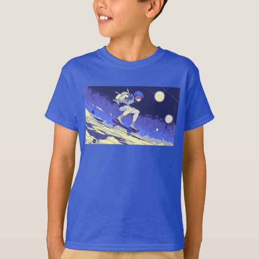 T-shirt Embarquement dans l'espace - Skateboarder Design (Devant)