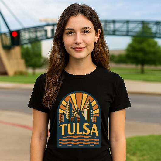 T-shirt Emblème Art déco rétro de Tulsa Oklahoma