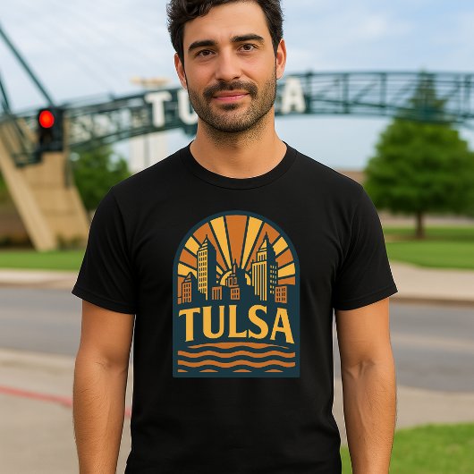 T-shirt Emblème Art déco rétro de Tulsa Oklahoma