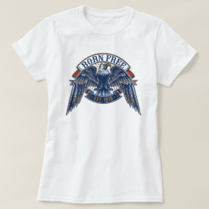 T-shirt Emblème d'aigle avec bannière né libre, Aigle maje