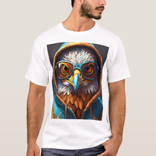 T-shirt emblème d'aigle en cristal dynamique sur un t-shir (Devant)