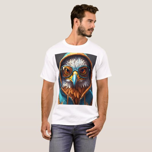 T-shirt emblème d'aigle en cristal dynamique sur un t-shir (Devant entier)