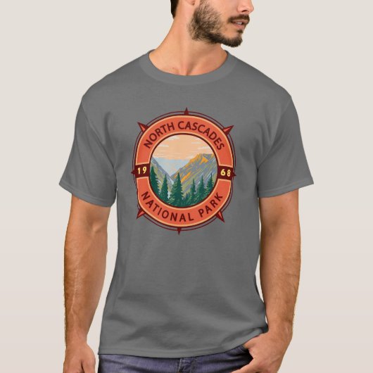 T-shirt Emblème de Compass rétro du parc national des Casc (Devant)