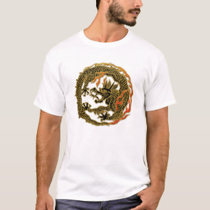 T-shirt Emblème de dragon à flamme dorée