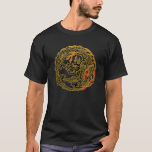 T-shirt Emblème de dragon à flamme dorée