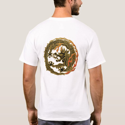 T-shirt Emblème de dragon à flamme dorée (Dos)