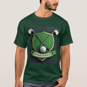 T-shirt Emblème de golf vert avec clubs et balle