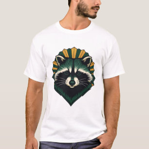 T-shirt Emblème de raton laveur avec auréole dorée
