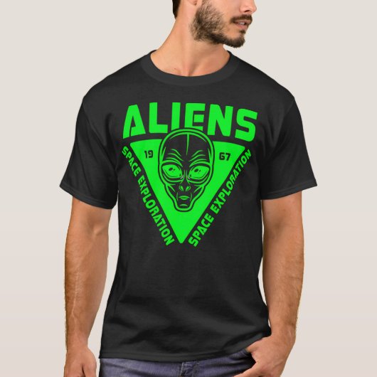 T-shirt Emblème De Tête Alien Avec Exploration Spatiale Al (Devant)