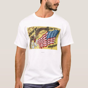 T-shirt Emblème d'Eagle tenant des feux d'artifice,