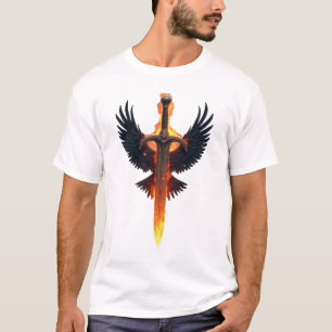 T-shirt Emblème d'épée ailée enflammée