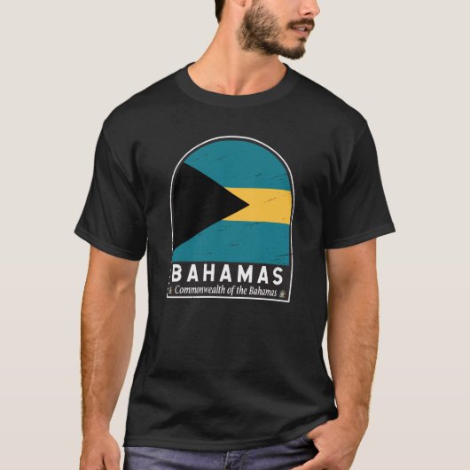T-shirt Emblème du drapeau des Bahamas Vintage (Devant)