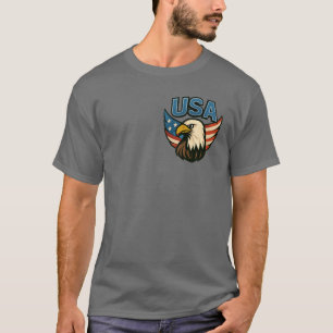 T-shirt Emblème du Patriot d'aigle américain - Drapeau amé