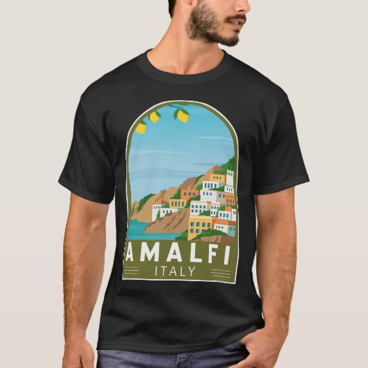 T-shirt Emblème rétro d'Amalfi Italie (Devant)
