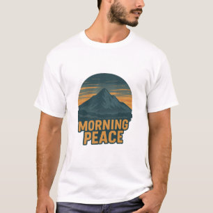 T-shirt Emblème Rétro de Lever de Soleil sur Montagne Sérè
