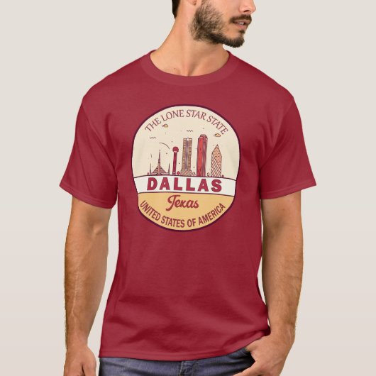 T-shirt Emblème Skyline de Dallas Texas City (Devant)