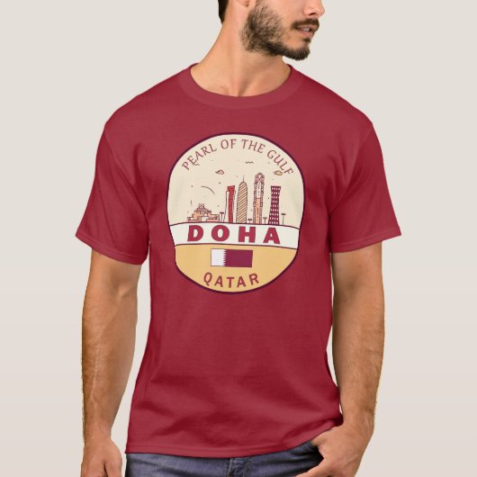 T-shirt Emblème Skyline de Doha Qatar (Devant)