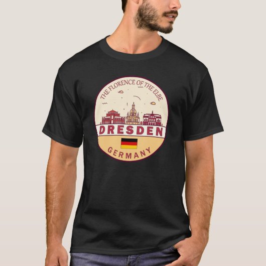 T-shirt Emblème Skyline de Dresden Allemagne (Devant)