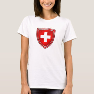 T-shirt Emblème suisse de double bouclier pour De Schweiz
