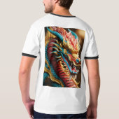 T-shirt Emboss de dragon mystique (Dos entier)