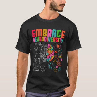 T-shirt Embrace Neurodiversity Rainbow Brain Autism Awaren