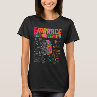 T-shirt Embrace Neurodiversity Rainbow Brain Autism Awaren