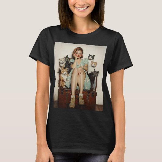 T-shirt Embracer les Vibes de Lady Cat Retro Crazy (Devant)