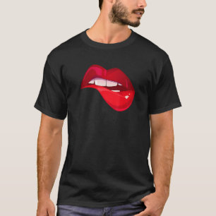 T-shirt Embrasse Et Compare Le Cool Red Lip Bite Valentine