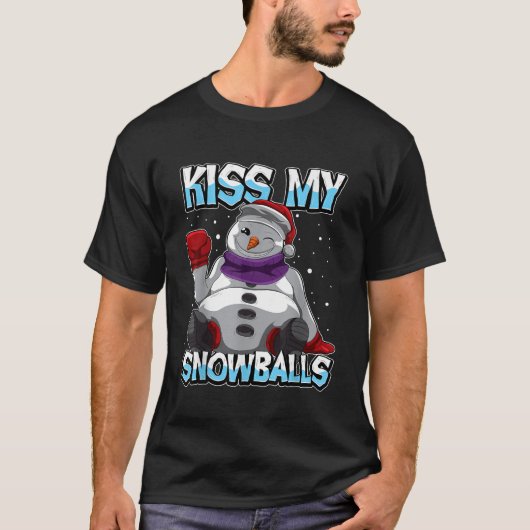 T-shirt Embrasse Mes Boules De Neige Drôle Jeu De Noël Pou (Devant)