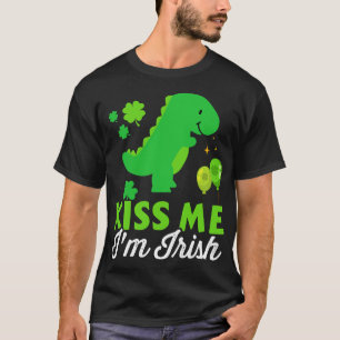 T-shirt Embrasse-moi Im irish joli dinosaur trex St patric