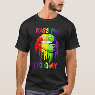 T-shirt Embrasse-moi Je suis Gay Lgbt Pride Rainbow Lips