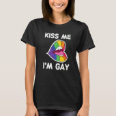 T-shirt Embrasse-moi Je suis Gay Lgbt Pride Rainbow Lips (Devant)