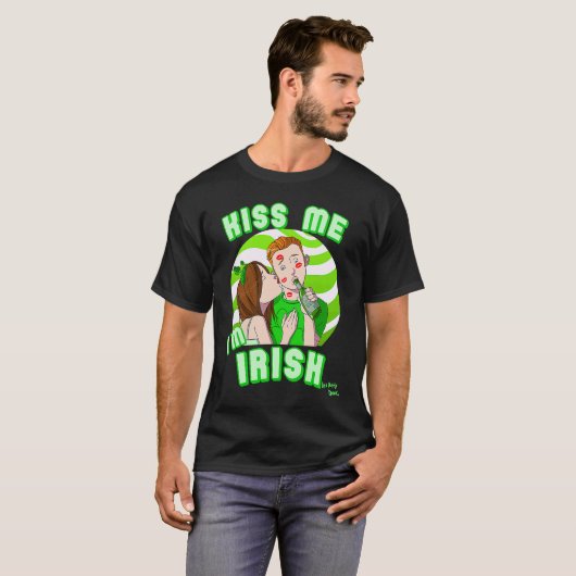 T-shirt Embrasse-moi Je suis Irlandais Couple Jour de la S (Devant entier)