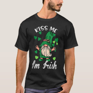 T-shirt Embrasse-moi Je suis irlandais. Gnome Shamrock Clo