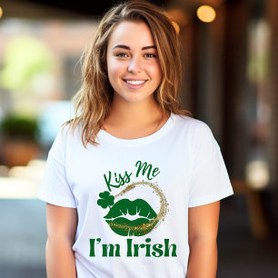 T-shirt Embrasse-moi Je suis Irlandaise Lèvres et femme Sh