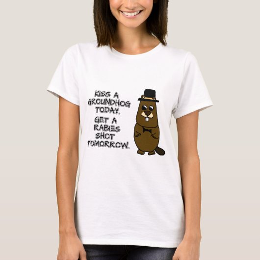 T-shirt Embrasse un marmotte aujourd'hui. Attrape une rage (Devant)