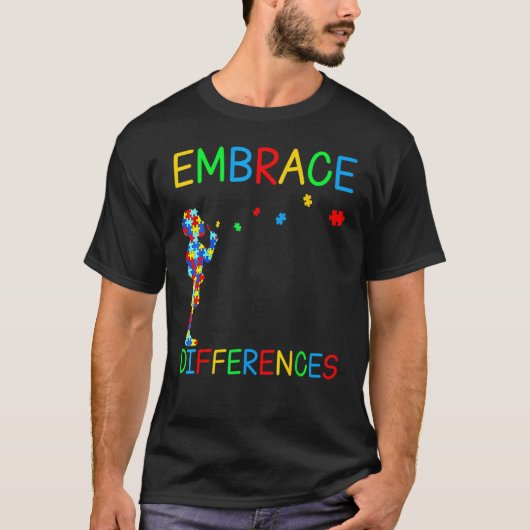 T-shirt Embrasser les différences puzzle Journée de sensib (Devant)