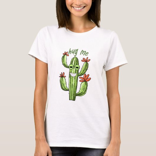 T-shirt embrasser moi drôle cactus (Devant)
