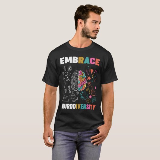 T-shirt Embrassez La Neurodiversité Cerveau Embrassez L'Au (Devant entier)