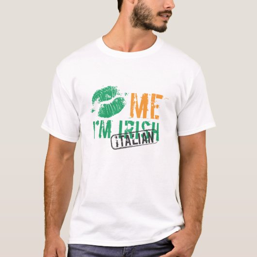 T-shirt Embrassez-moi que je suis irlandais/Italien (Devant)