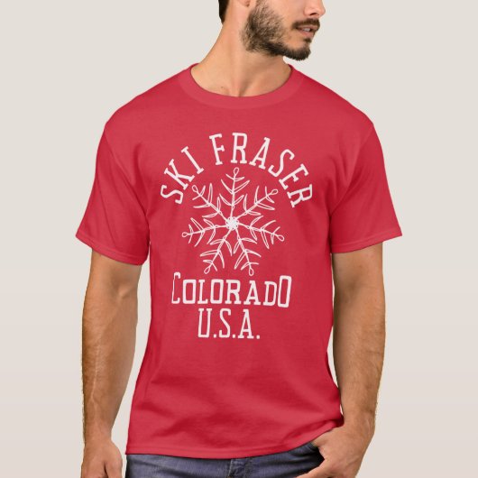T-shirt Embroidered Snowflake Fraser Colorado USA White (Devant)