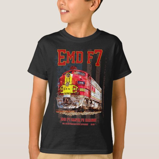 T-shirt EMD F7 Santa Fe Warbonnet with American Flag. (Devant)