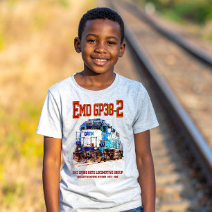T-shirt EMD GP38-2 Locomotive diesel GATX bleu et blanc