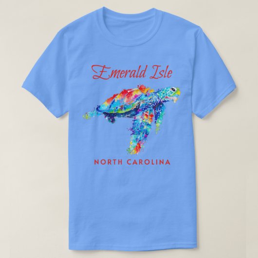 T-shirt Emerald Isle Caroline du Nord Aquarelle Tortue de (Design devant)
